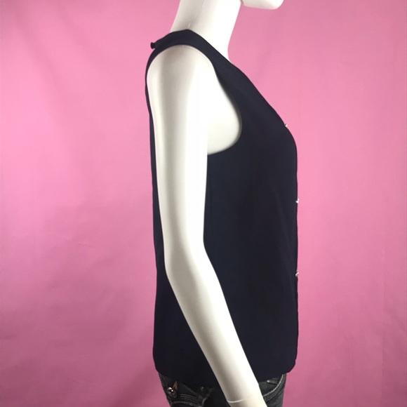 J. Crew Navy Pleated Sparkle Cami Rhinestone - Picture 4 of 6